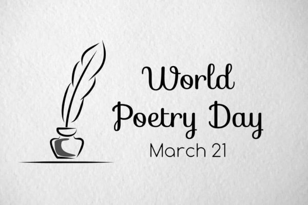 Poetry day vector greeting banner. Paper texture