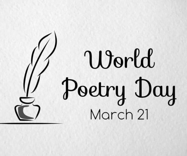 Poetry day vector greeting banner. Paper texture